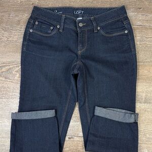 LOFT Curvy Dark Wash Cuffed Cropped Leg Jeans | Size 2